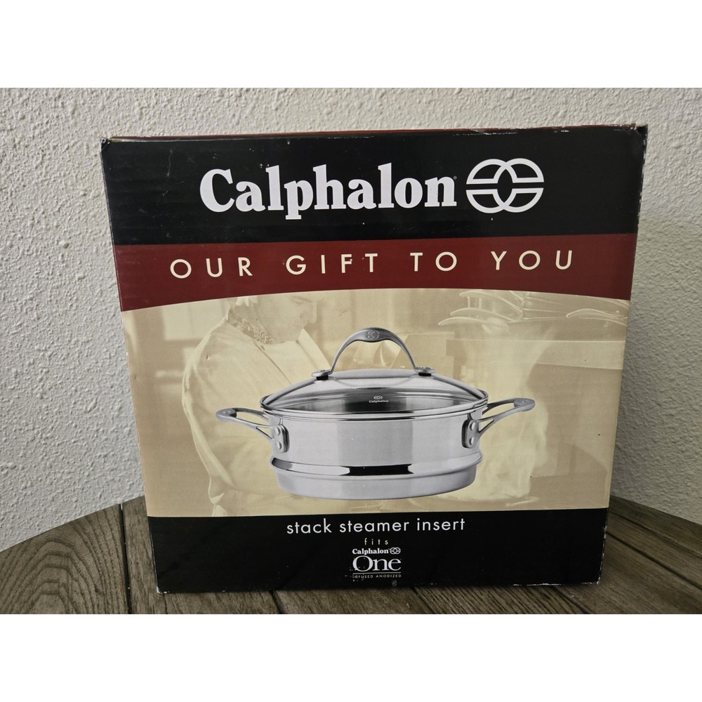 Calphalon One Stainless Steel Stack Steamer Insert & Cover  Infused Anodized